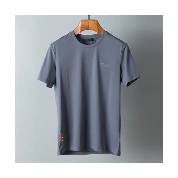Prada Mens Basic Logo Short Sleeved Tshirts Gray … - 1