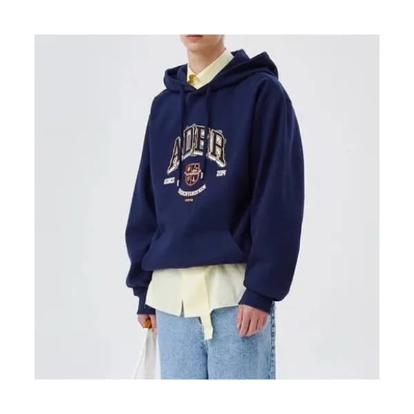 ADER Mens Minimal Cotton Hoodie Nacy - ADER 2021 … - 1