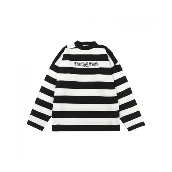 Maison margiela Mens Two-tone Sweaters Black - 메종… - 1