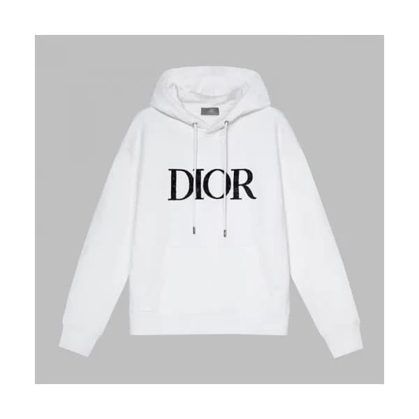 Dior Mm/Wm Logo Casual Cotton Hoodie White - 디올 … - 1