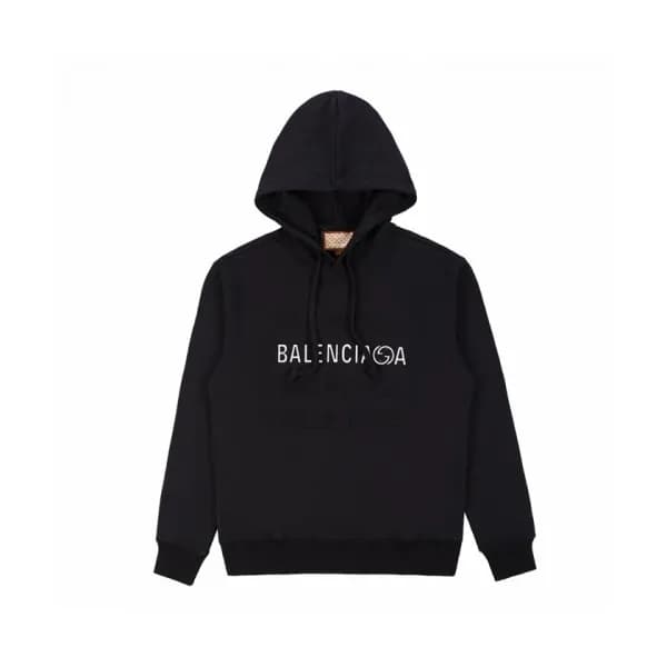 Balenciaga Mm/Wm Logo Cotton Hoodie Black - 발렌시아가… - 1