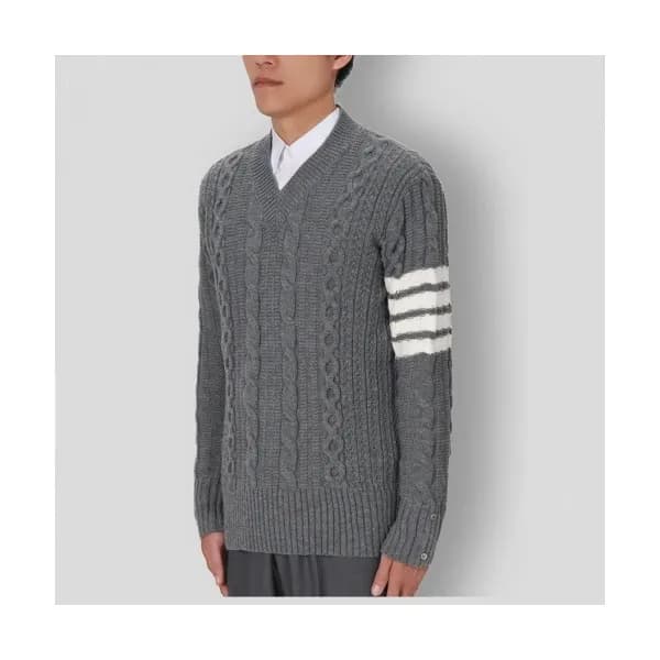 Thom Browne Mm/Wm Strap Crew-neck Wool Sweaters G… - 1