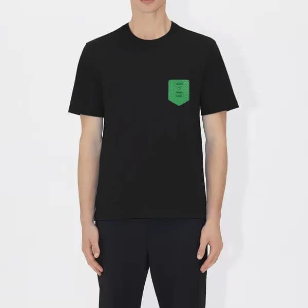 보테가 남자 크루넥 블랙 반팔티 - Unisex Black Tshirts - bot0214… - 1