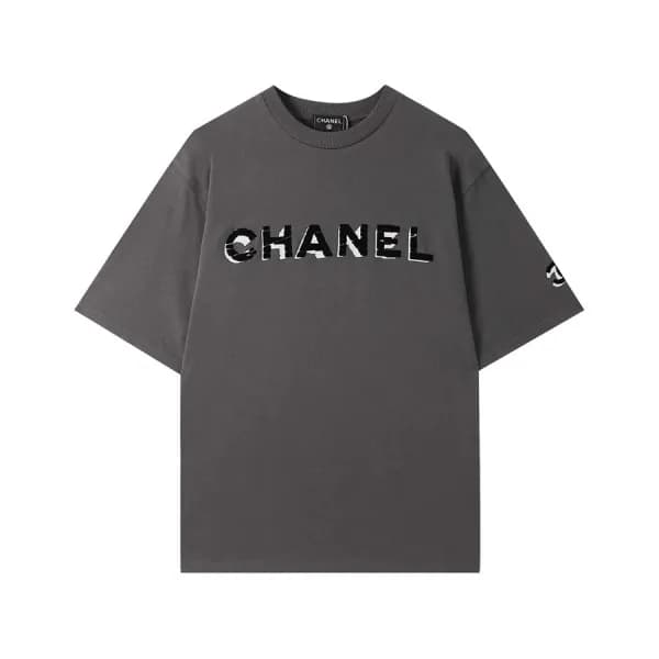 샤넬 남/녀 크루넥 그레이 반팔티 - Unisex Gray Tshirts - chl0878… - 1