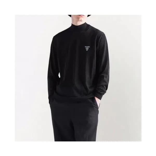 프라다 남성 크루넥 블랙 니트 - Prada Mens Black Knits - pra028… - 1