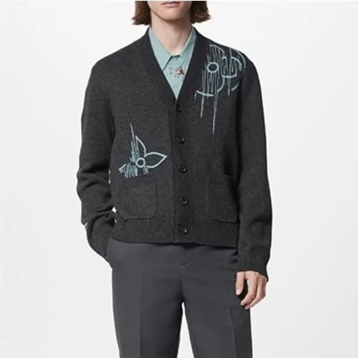 루이비통 남성 블랙 브이넥 가디건 - Louis vuitton Mens Black Card… - 1