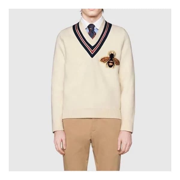 구찌 남성 화이트 브이넥 니트 - Gucci Mens White Knits - gu74x - 1