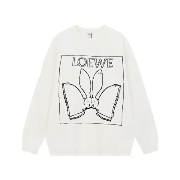 로에베 남성 화이트 크루넥 스웨터 - Loewe Mens White Sweaters - l… - 1