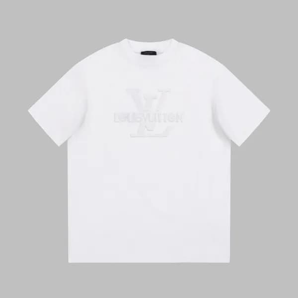 루이비통 남성 화이트 크루넥 반팔티 - Louis vuitton Mens White Sho… - 1