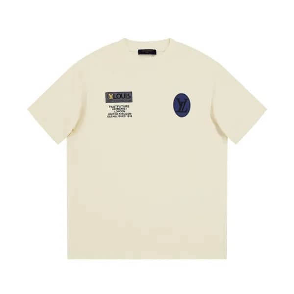 루이비통 남성 아이보리 크루넥 반팔티 - Louis vuitton Mens Ivory Sh… - 1