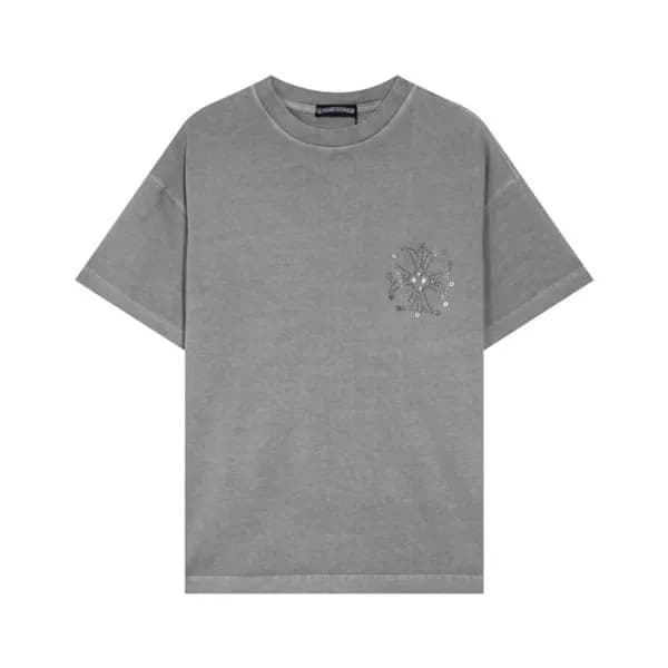 크롬하츠 남성 그레이 크루넥 반팔티 - Chrom Hearts Mens Gray Short… - 1
