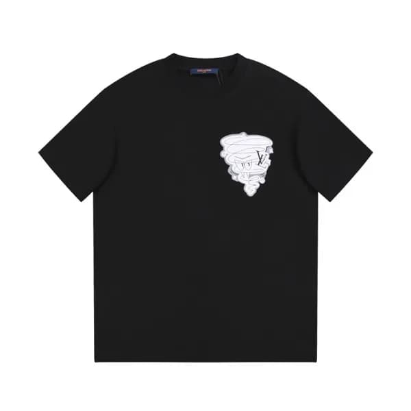 루이비통 남성 블랙 크루넥 반팔티 - Louis vuitton Mens Black Shor… - 1
