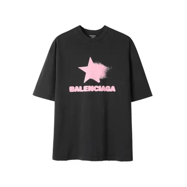 발렌시아가 남성 블랙 크루넥 반팔티 - Balenciaga Mens Black Short … - 1