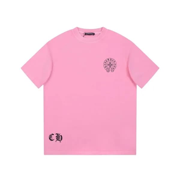 크롬하츠 남성 핑크 크루넥 반팔티 - Chrom Hearts Mens Pink Short … - 1