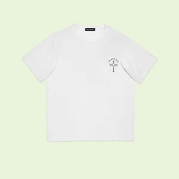 크롬하츠 남성 화이트 크루넥 반팔티 - Chrom Hearts Mens White Tshi… - 1