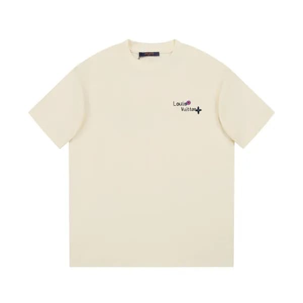 루이비통 남성 크루넥 아이보리 반팔티 - Louis vuitton Mens Ivory S… - 1