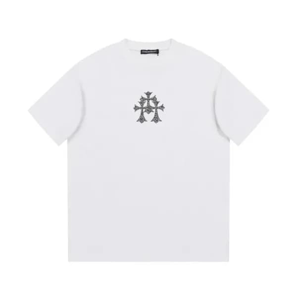 크롬하츠 남성 화이트 크루넥 반팔티 - Chrom Hearts Mens White Shor… - 1