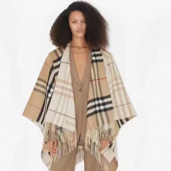 버버리 여성 베이지 양면 판쵸 - Burberry Womens Beige Pancho - … - 1