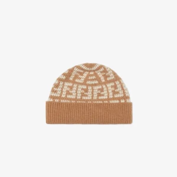 펜디 남/녀 카멜 비니 - Fendi Unisex Camel Beanie - acc1705… - 1