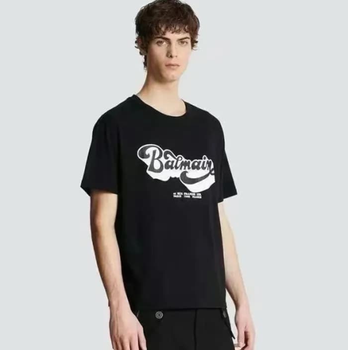 발망 남성 크루넥 블랙 반팔티 - Balmain Mens Black Tshirts - bm… - 1