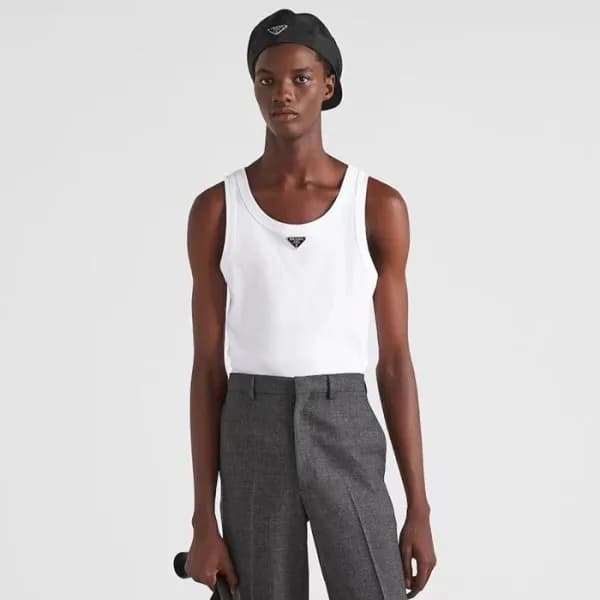 프라다 남성 화이트 나시 - Prada Mens White Sleeveless Shirts… - 1
