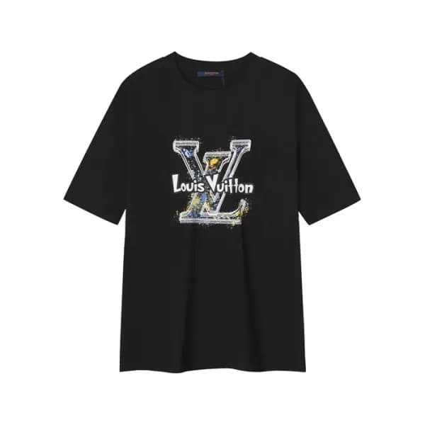 루이비통 남성 블랙 반팔 티셔츠 - Louis vuitton Mens Black Tshir… - 1