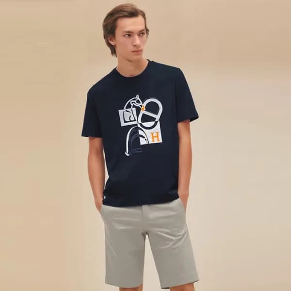 에르메스 남성 라운드 반팔티 - Hermes Mens Round Tshirt - hec52… - 1