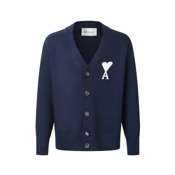 아미 남/녀 브이넥 가디건 - Ami Unisex V-neck Cardigan - amc1… - 1