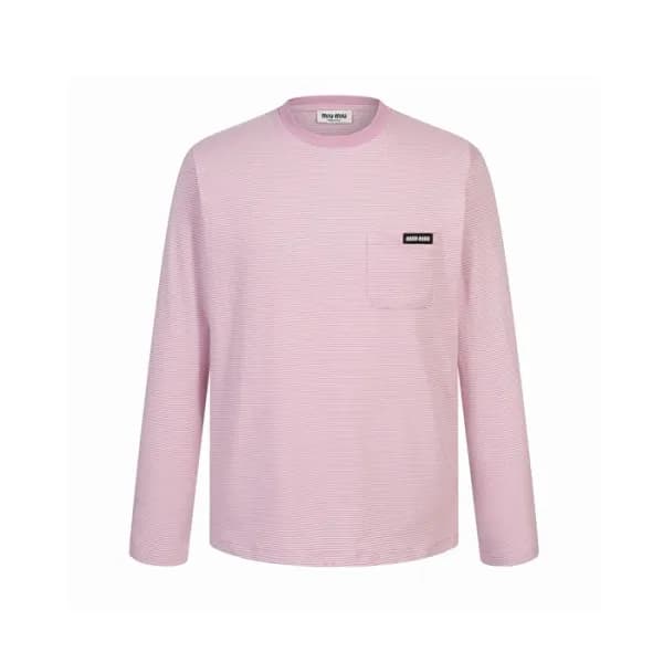 미우미우 여성 라운드 긴팔티 - Miumiu Womens Round Tshirt - mic… - 1