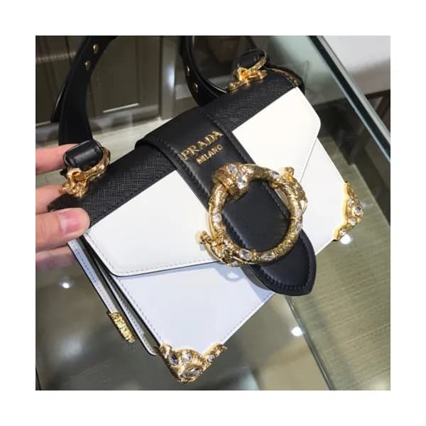 Prada Cahier Leather Shoulder Bag,20cm - 프라다 카이에 레… - 1