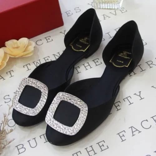 Roger Vivier 2019 Ladies Embellished Satin Silk Sl… - 1