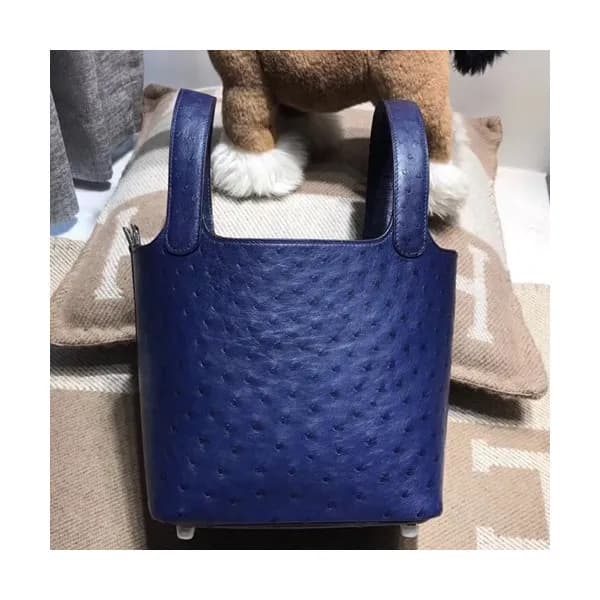 Hermes Picotin Lock Ostrich Leather Tote Bag,18cm … - 1