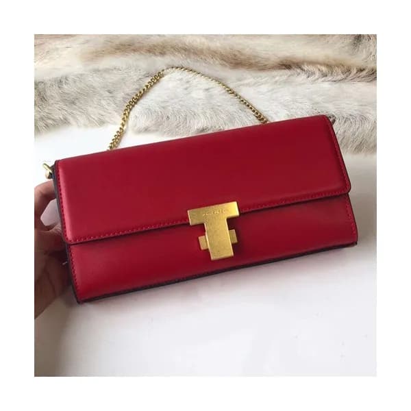 Tory Burch Leather Red Juliette Chain Shoulder Bag… - 1