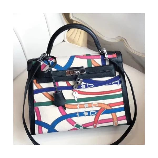 Hermes Kelly Canvas & Leather Tote Bag ,32cm - 에르메… - 1