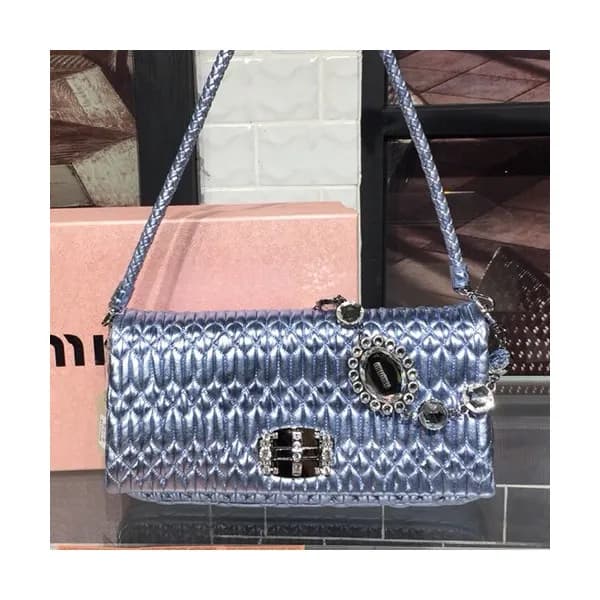 MiuMiu 2019 Matelasse Crystal Tote Shoulder Cross … - 1