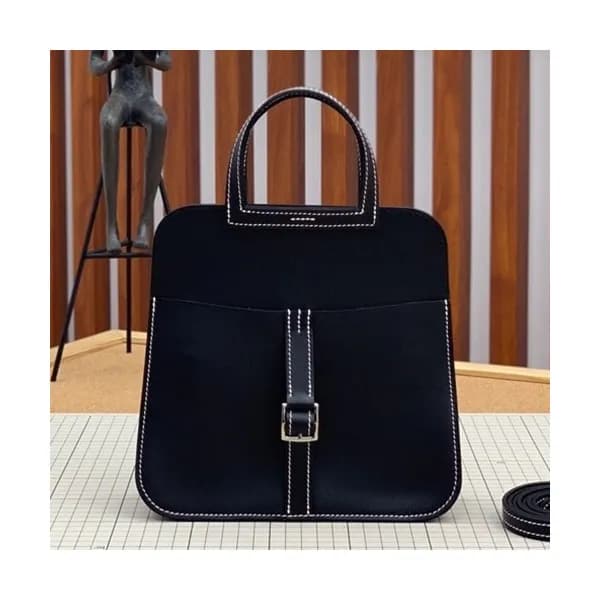 Hermes 2019 Halzan Leather Tote Shoulder Bag ,22cm… - 1