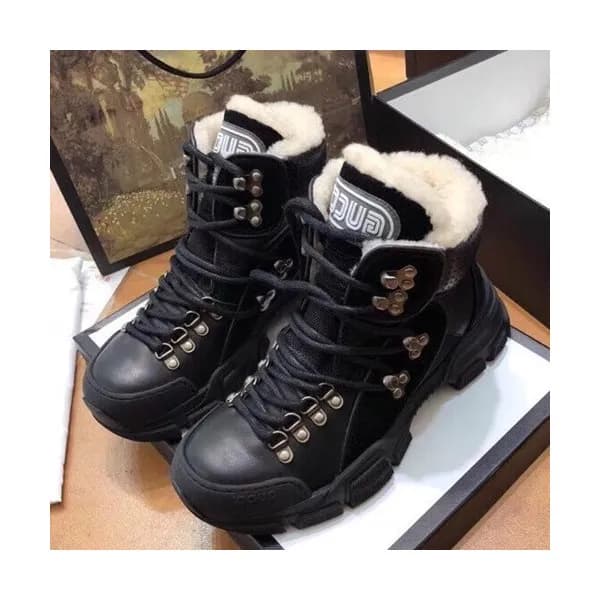 Gucci 2019 Ladies Leather & Wool Sneakers Boots - … - 1