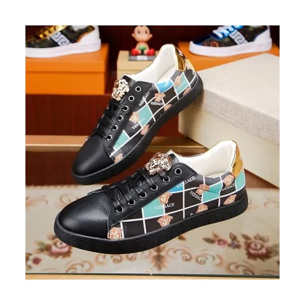 Versace 2019 Mens Leather Sneakers - 베르사체 2019 남성용… - 1