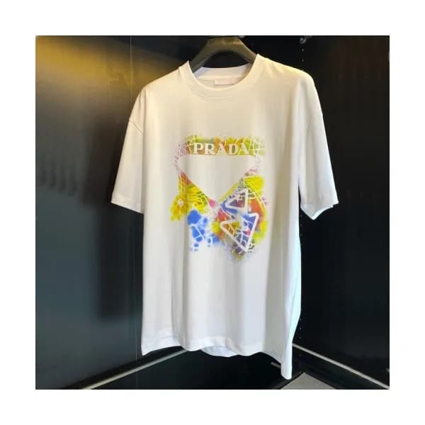 Prada Mens Basic Logo Short Sleeved Tshirts White… - 1