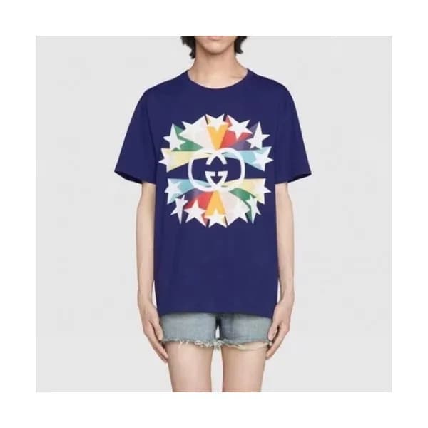 Gucci Mm/Wm Logo Short Sleeved Tshirts Blue - 구찌 … - 1