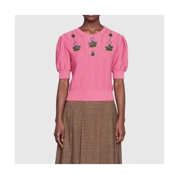 Gucci Womens Logo Crew-neck Sweaters Pink - 구찌 202… - 1