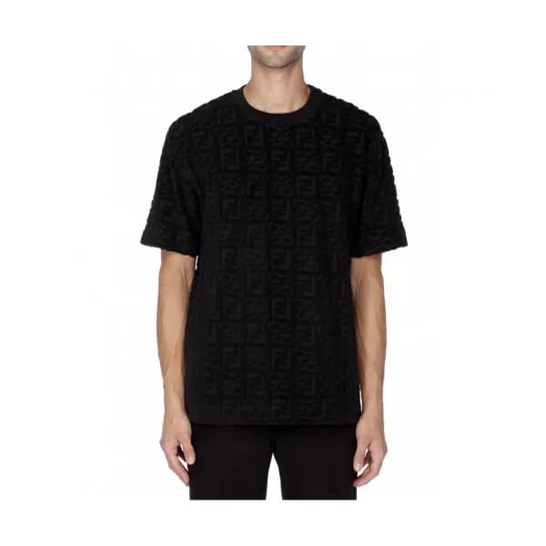 Fendi Mens Logo Casual Short Sleeved Tshirts Blac… - 1