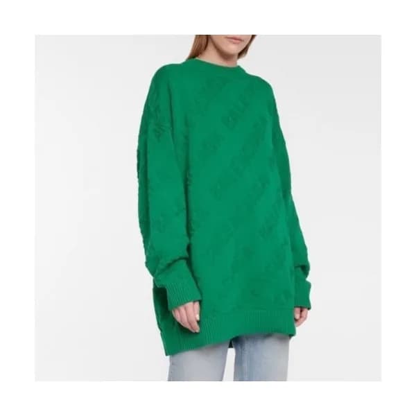 Balenciaga Mm/Wm Logo Crew-neck Sweaters Green - … - 1