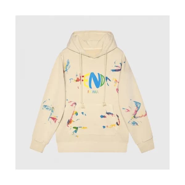 Fendi Mm/Wm Logo Casual Hoodie Ivory - 펜디 2021 남/녀… - 1