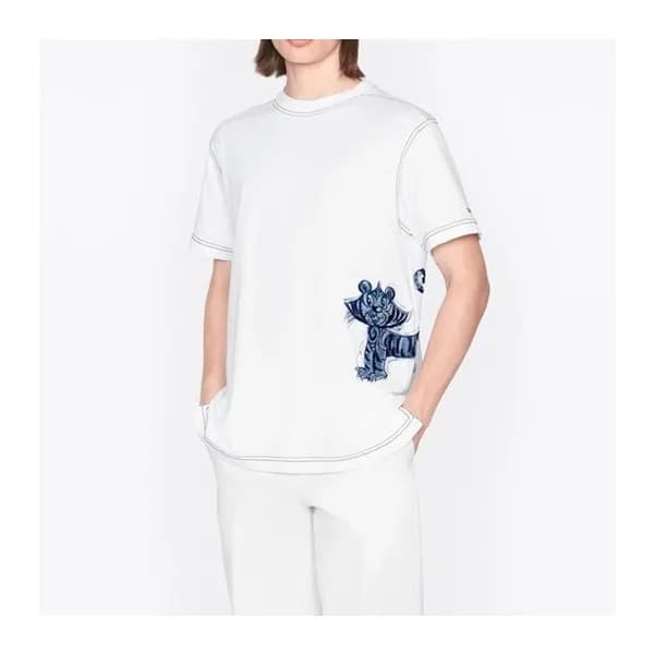 디올 남성 크루넥 화이트 반팔티 - Mens White Tshirts - dio01739x - 1