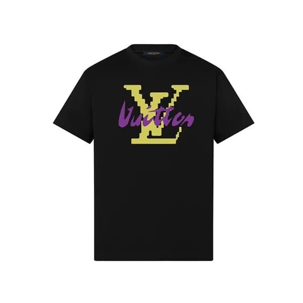 루이비통 남성 블랙 크루넥 반팔티 - Mens Black Tshirts - lou04165… - 1