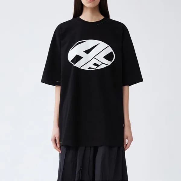 ADER 남/녀 모던 블랙 반팔티 - Unisex Black Tshirts - ade028… - 1