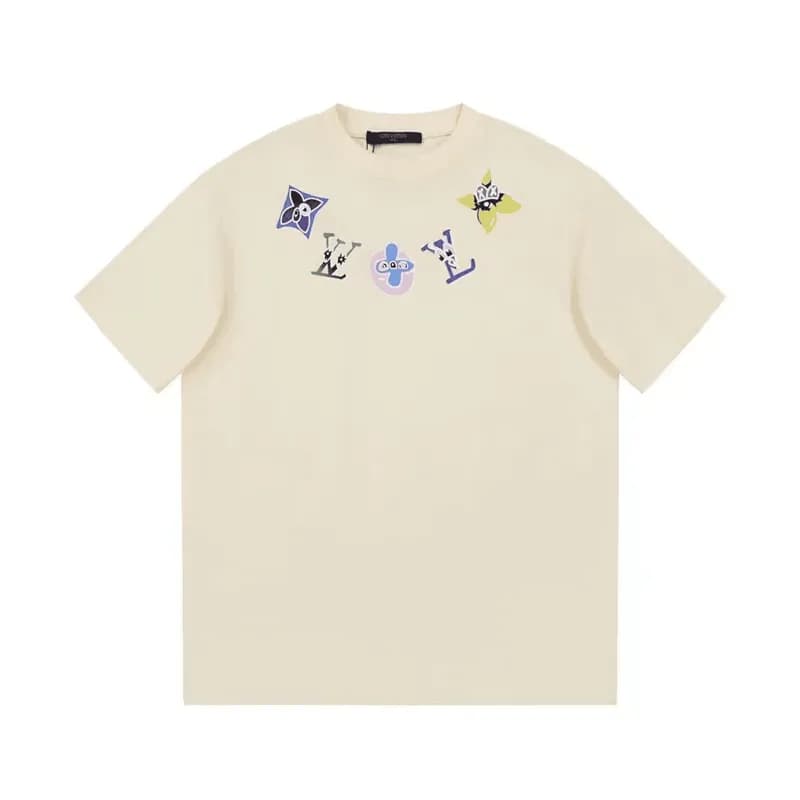 2023 루이비통 남성 아이보리 크루넥 반팔티 - Mens Ivory Tshirts - l… - 1