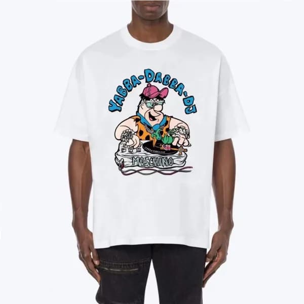 모스키노 남성 크루넥 화이트 반팔티 - Mens White Tshirts - mos0221… - 1