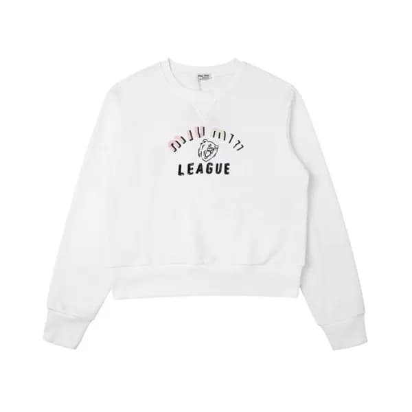 미우미우 여성 모던 맨투맨 - Miumiu Womens White Tshirts - miu… - 1